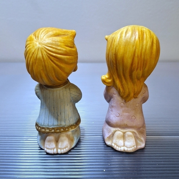 Homco Vintage Boy & Girl Blonde Hair Kneeling Praying Ceramic Figurine Decor - Picture 6 of 12